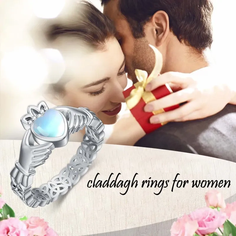 Bague en argent sterling avec cœur en pierre de lune-6