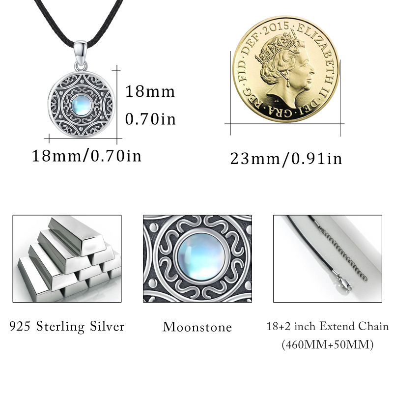 Collier médaillon photo personnalisé en argent sterling avec pierre de lune pour femme-5