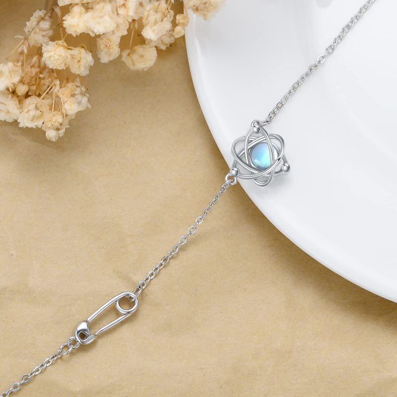 Armband mit Mondstein-Wildblumen-Anhänger aus Sterlingsilber-3