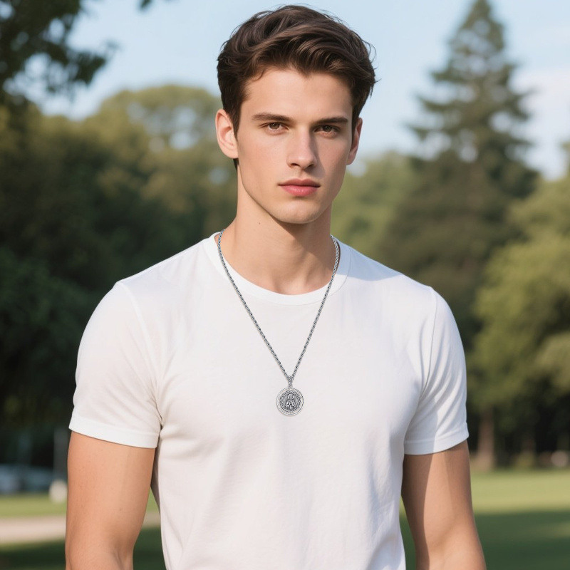 Sterling Silver Nicholas Pendant Necklace for Men-2
