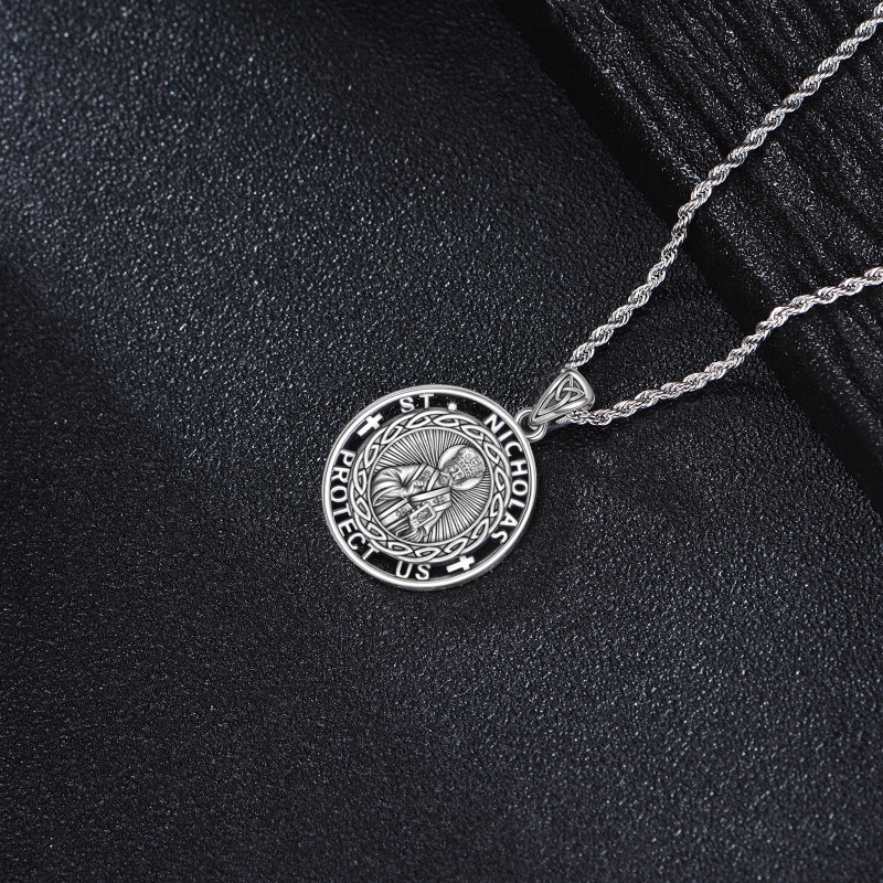 Sterling Silver Nicholas Pendant Necklace for Men-3