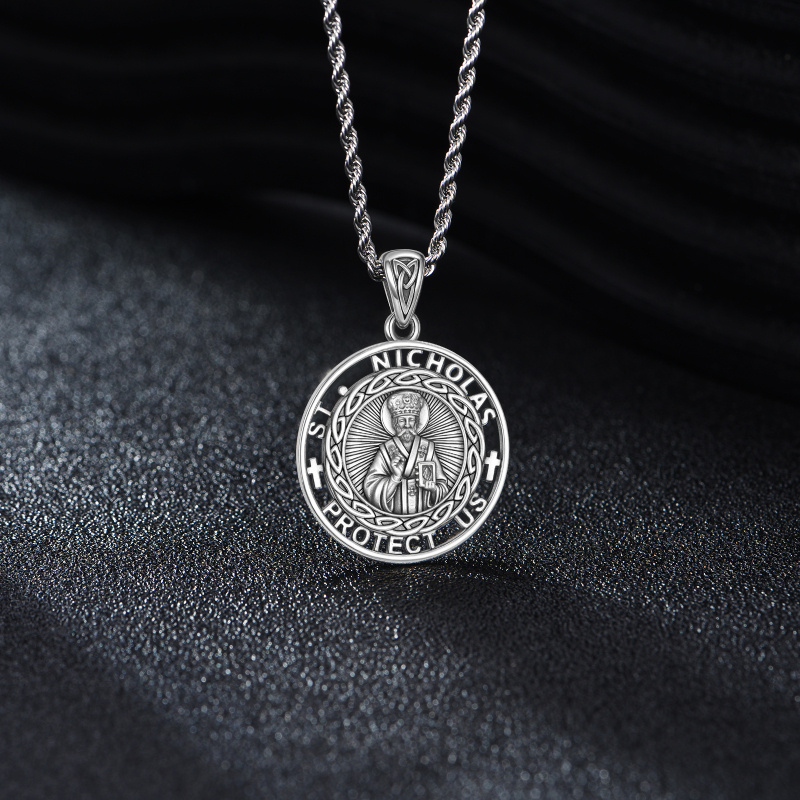 Sterling Silver Nicholas Pendant Necklace for Men-4