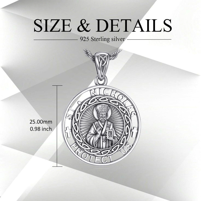Sterling Silver Nicholas Pendant Necklace for Men-5