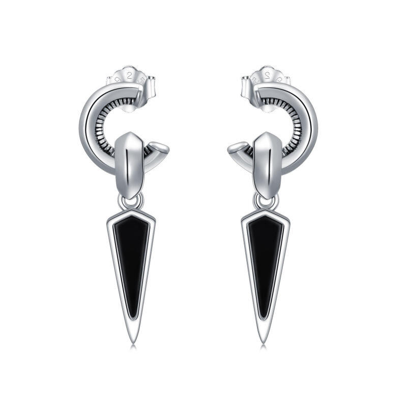 Pendientes cuadrados de obsidiana en plata de ley-19