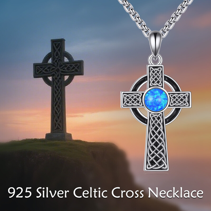 Collier pendentif en argent sterling avec motif de nœud celtique et croix, pour hommes-4