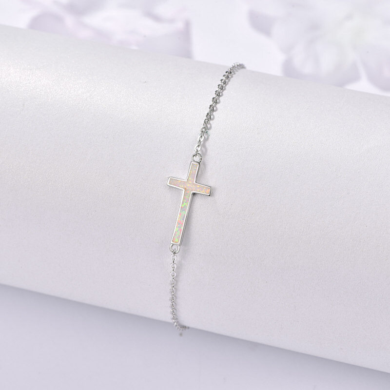Pulsera Colgante Cruz de Ópalo en Plata de Ley-3