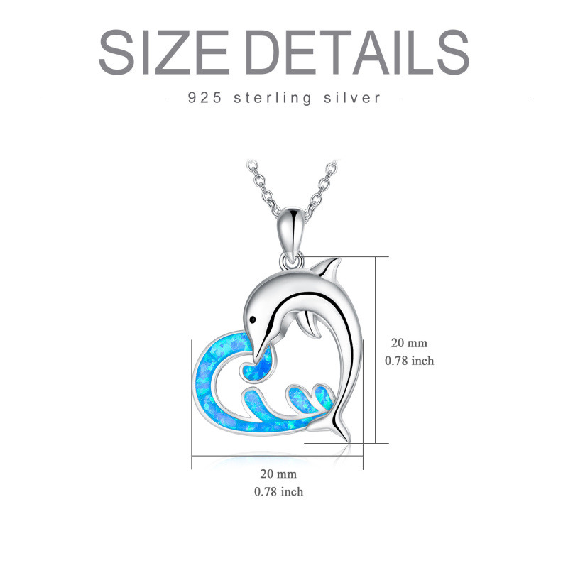 Collar con colgante de plata de ley Opal Dolphin & Spray-6