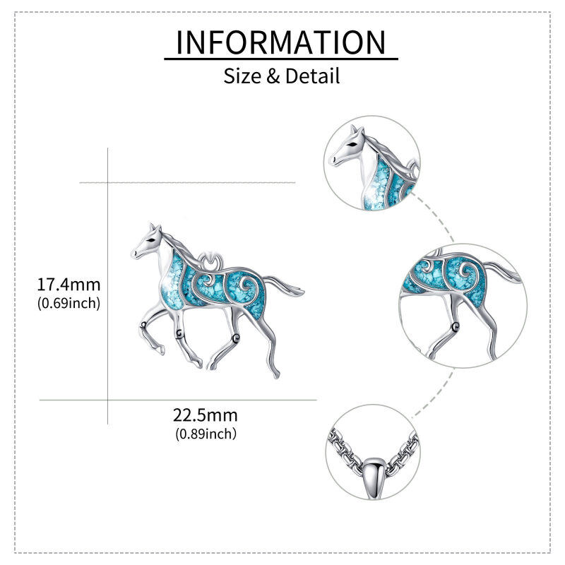 Collier pendentif cheval en or blanc 14 carats et opale-5