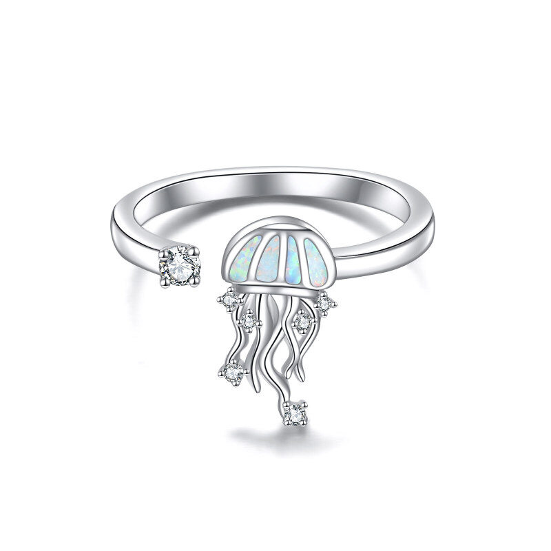 Anillo abierto medusa ópalo plata de ley-19