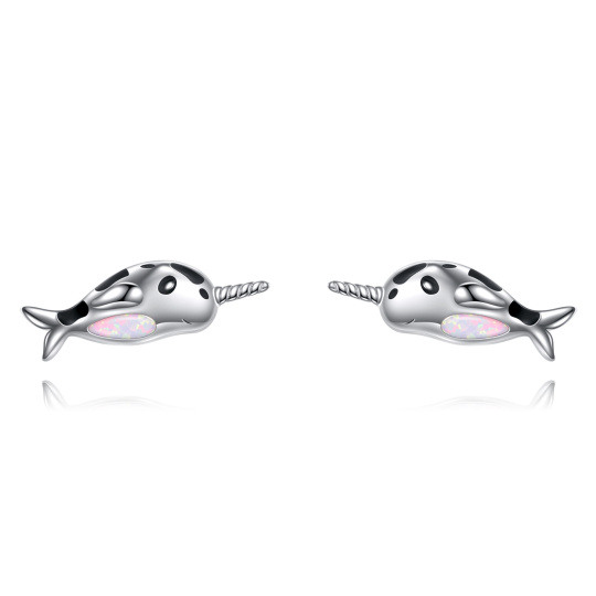 Orecchini a perno in argento sterling con narvalo opale