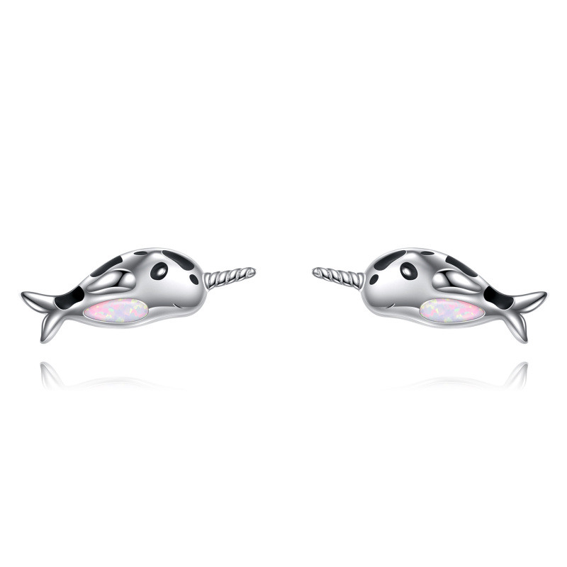Opal-Narwal-Ohrstecker aus Sterlingsilber-1