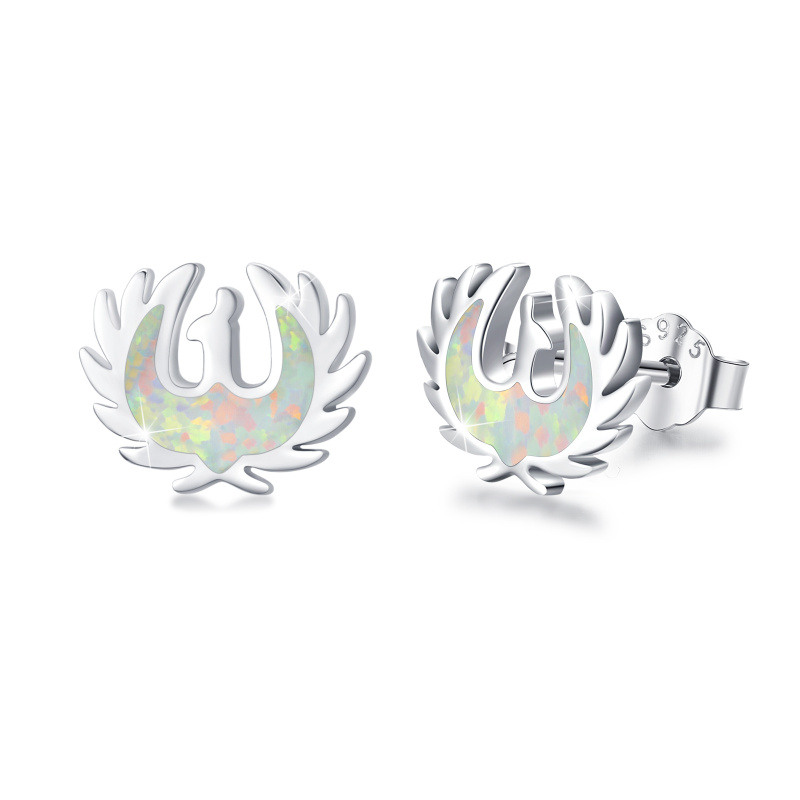 Boucles d'oreilles à tige en argent sterling avec opale Phoenix-1