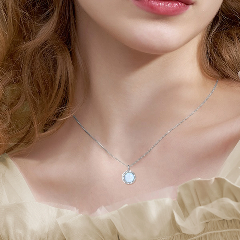Sterlingsilber-Opal-Urnenkette für Asche für Frauen-2