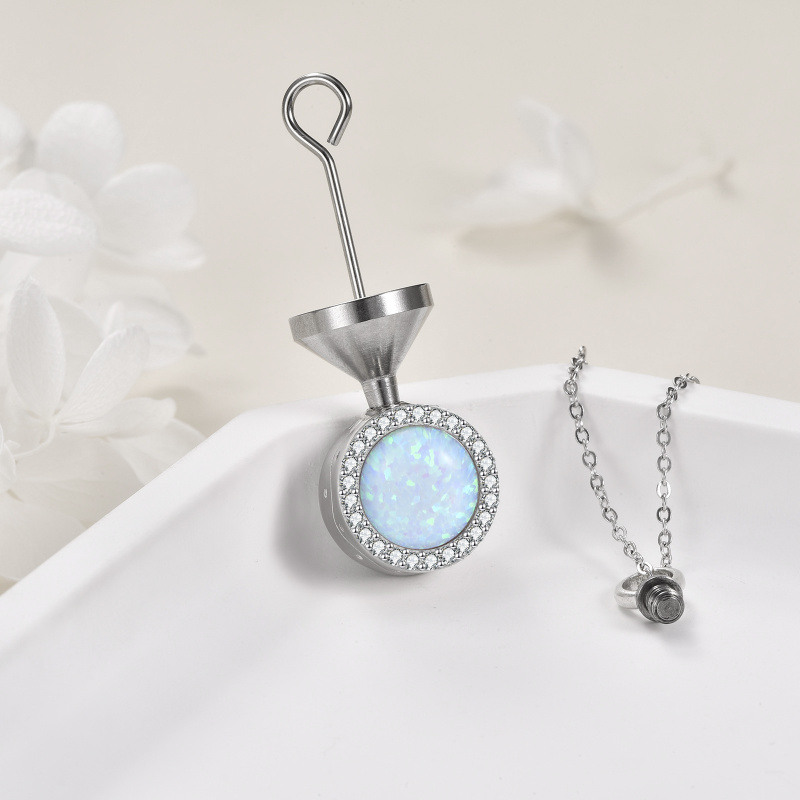 Sterlingsilber-Opal-Urnenkette für Asche für Frauen-4