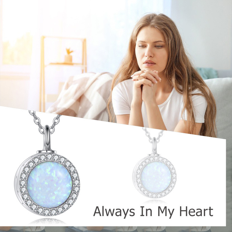 Sterlingsilber-Opal-Urnenkette für Asche für Frauen-6