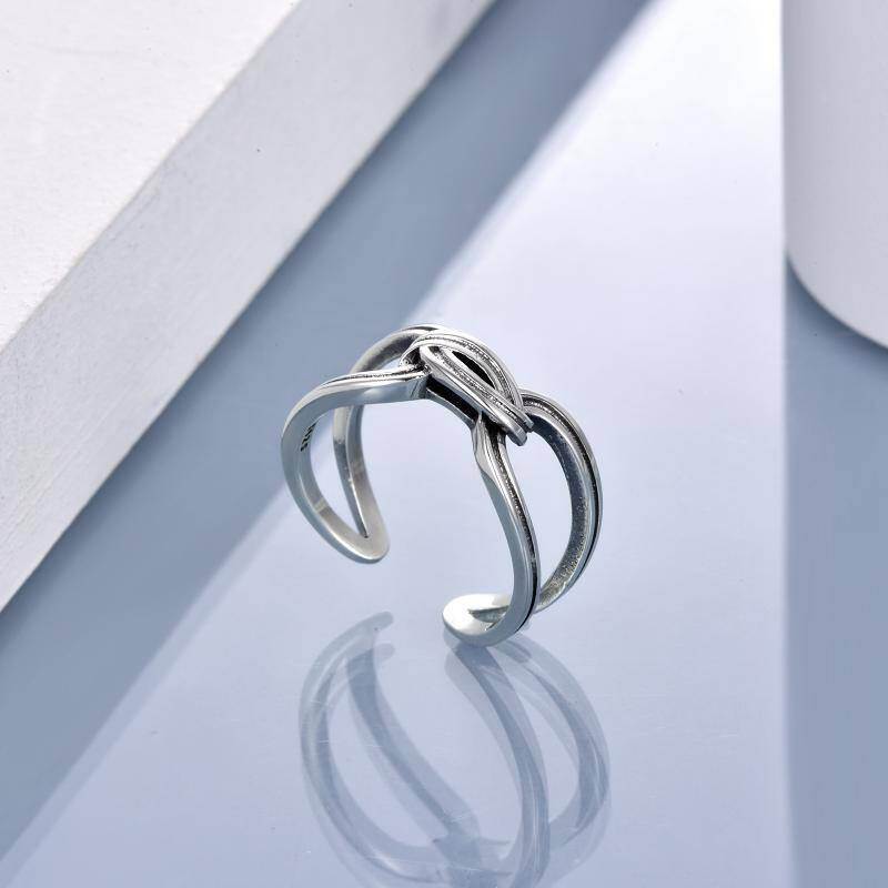 Anillo abierto de plata de ley-3