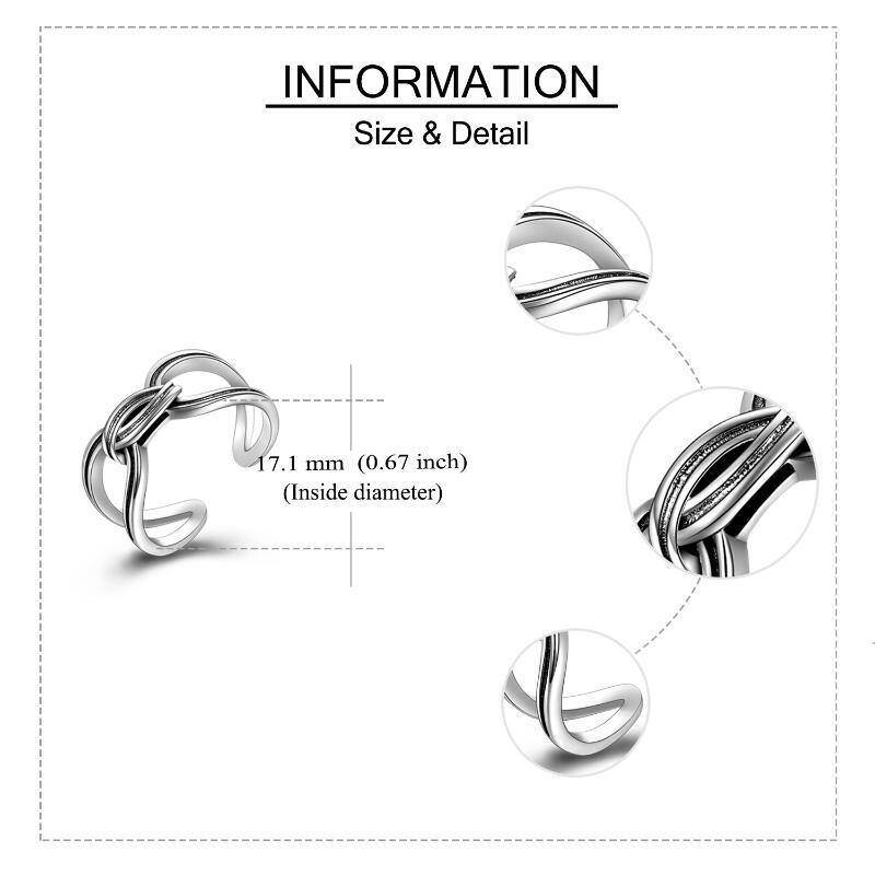 Anillo abierto de plata de ley-5