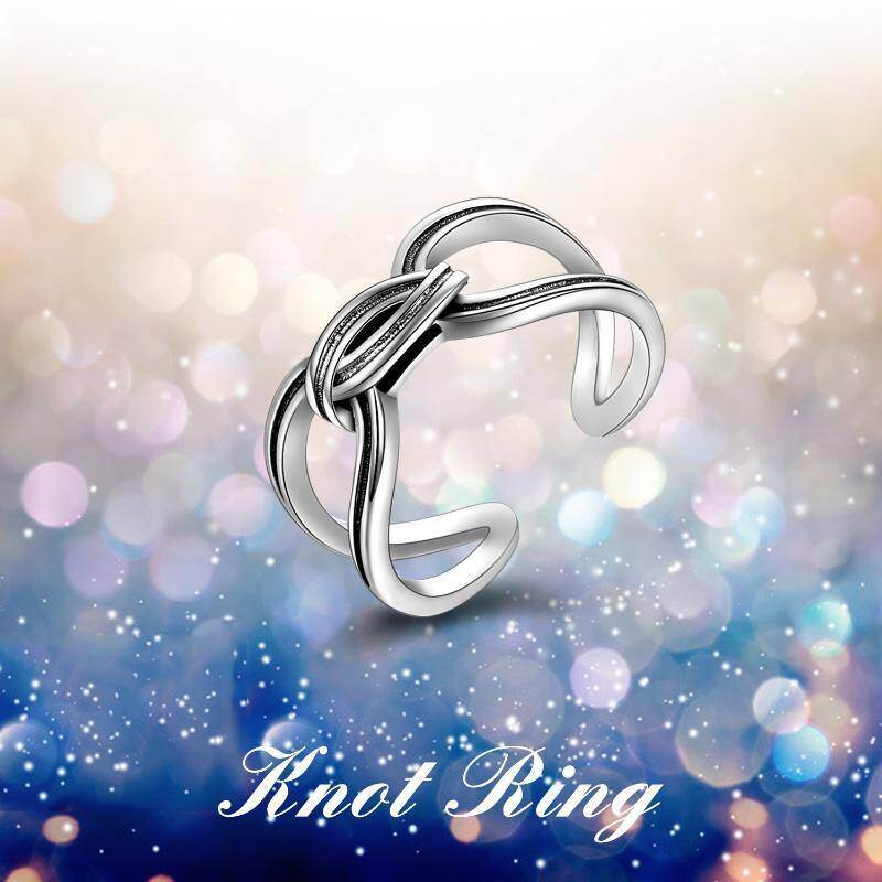 Anillo abierto de plata de ley-6