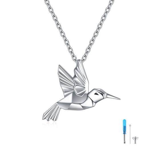 Collar con urna de colibrí en origami de plata esterlina para cenizas