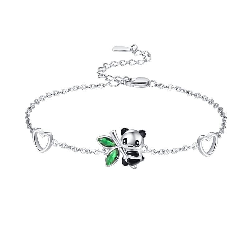 Sterling Silver Panda & Heart Charm Bracelet-7