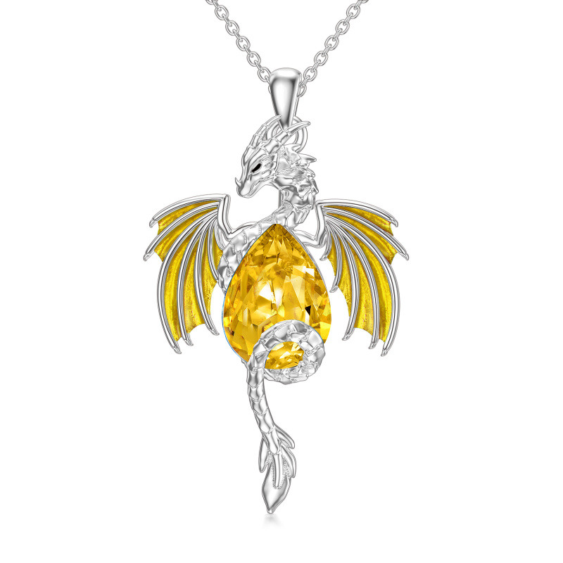 Collar con colgante de cristal de dragón en forma de pera de plata esterlina-13