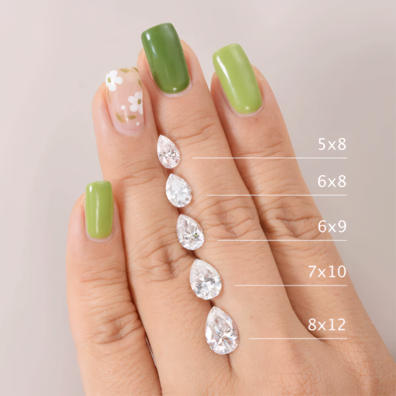 Ensemble de mariage en platine plaqué or blanc avec moissanite en agate mousse taille poire-5