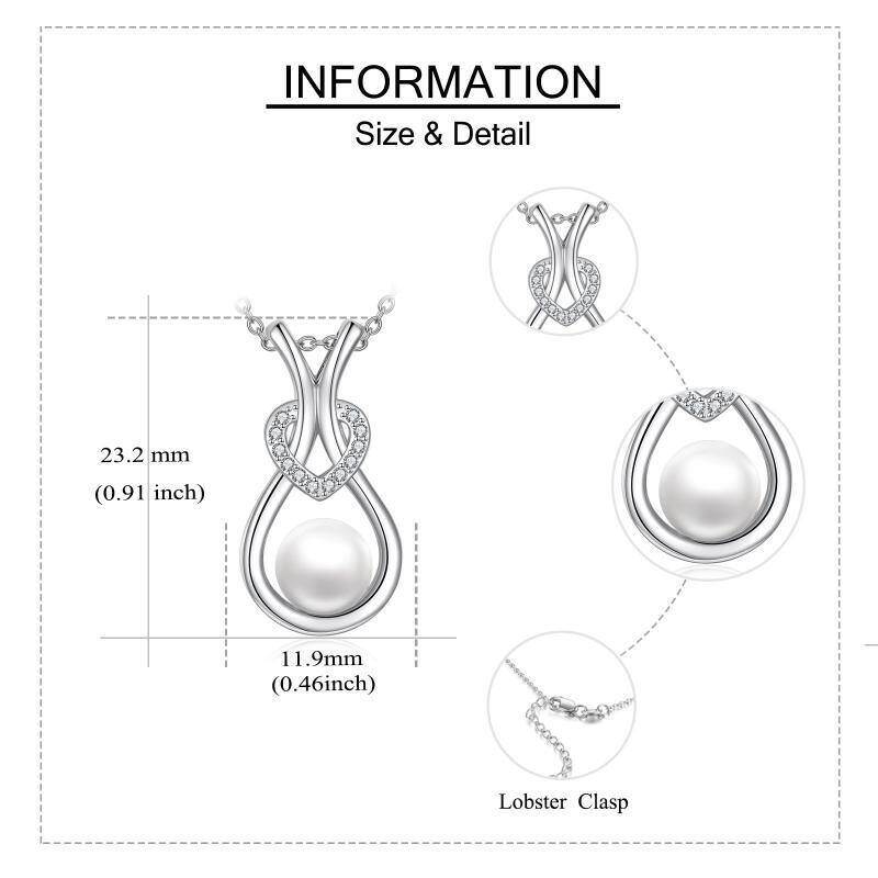 Collar de plata de ley con colgante corazón de perla-6