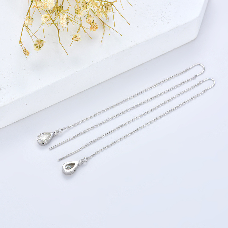 Pendientes colgantes con forma de gota de moissanita de plata de ley para mujer-4