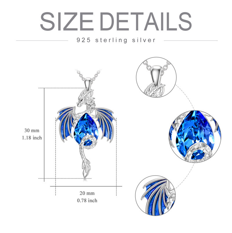 Sterling Silver Pear Shaped Dragon Crystal Pendant Necklace-6