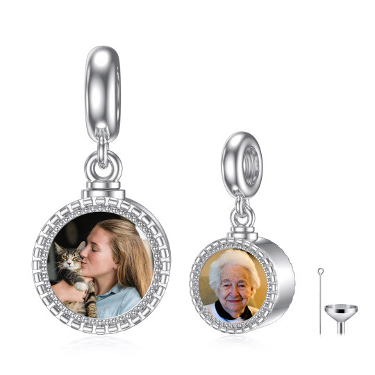 Dije colgante de urna para cenizas con foto personalizada en plata de ley