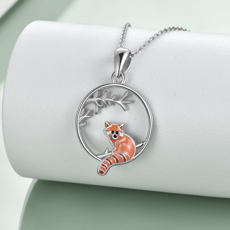 Sterling Silber Roter Panda Anhänger Halskette-3