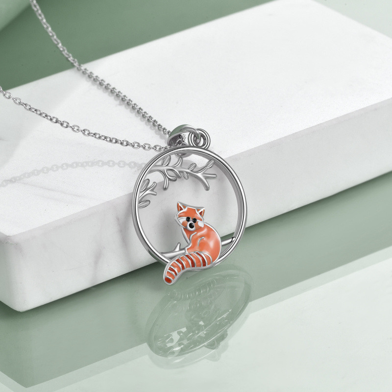 Sterling Silber Roter Panda Anhänger Halskette-4