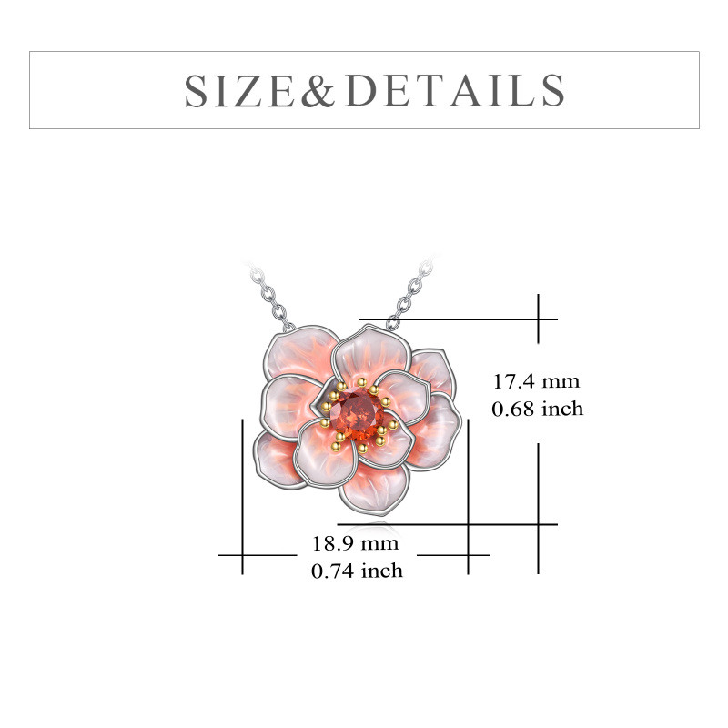 Collier en argent sterling avec pendentif fleur de pivoine en zircon cubique rond-5
