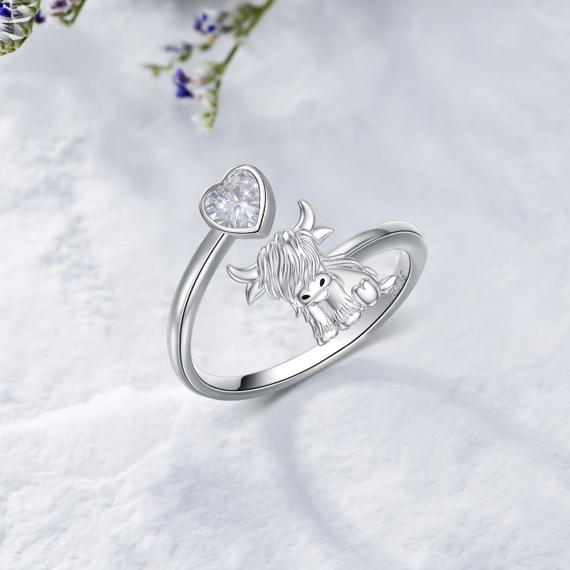 Bague ouverte en argent sterling avec zirconia cubique taillé rond-5