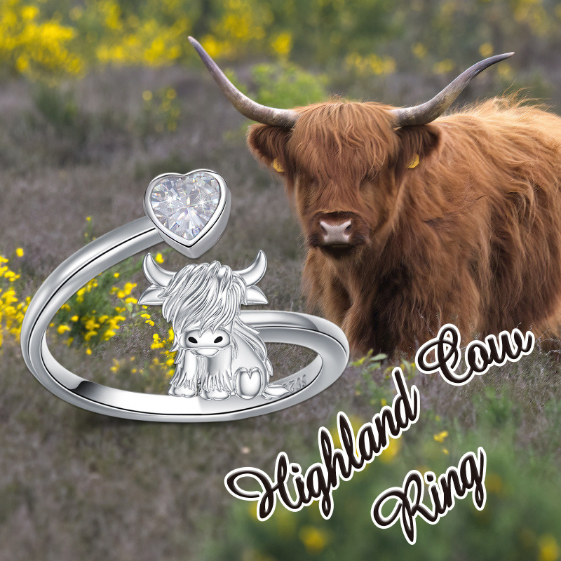 Bague ouverte en argent sterling avec zirconia cubique taillé rond-6