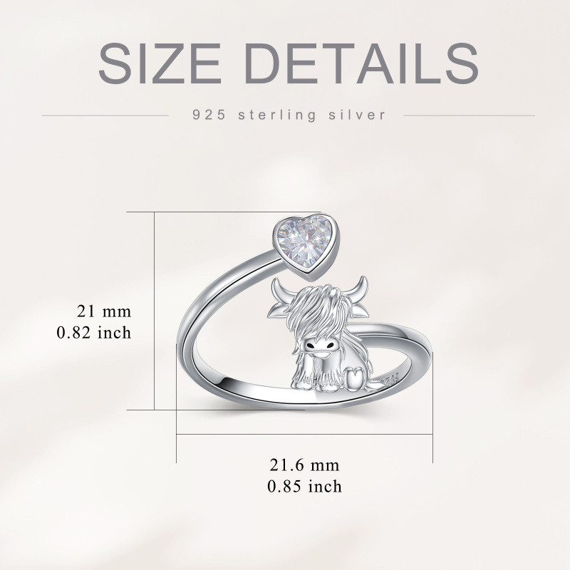 Bague ouverte en argent sterling avec zirconia cubique taillé rond-8