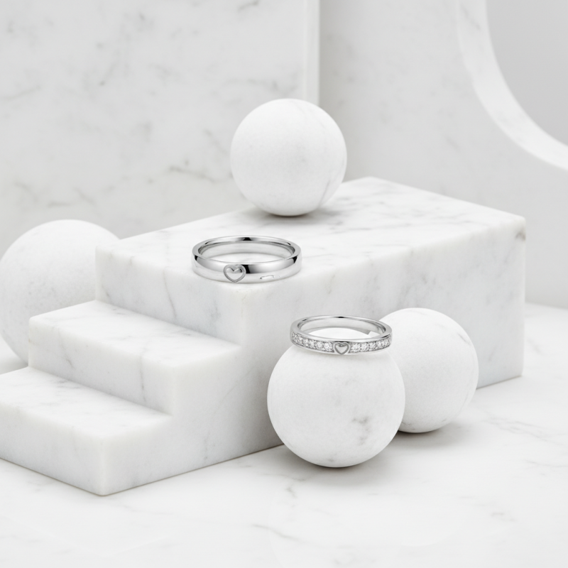 Sterlingsilber-Rundschliff-Labor-Diamanten-Paarringe nach Maß-2