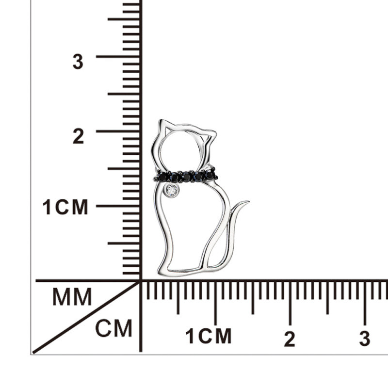 Sterling Silber Runde Zirkon Katze Anhänger Halskette-6