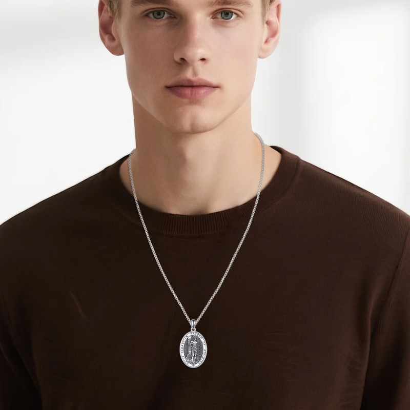 Collier pendentif San Sebastian en argent sterling pour homme-2