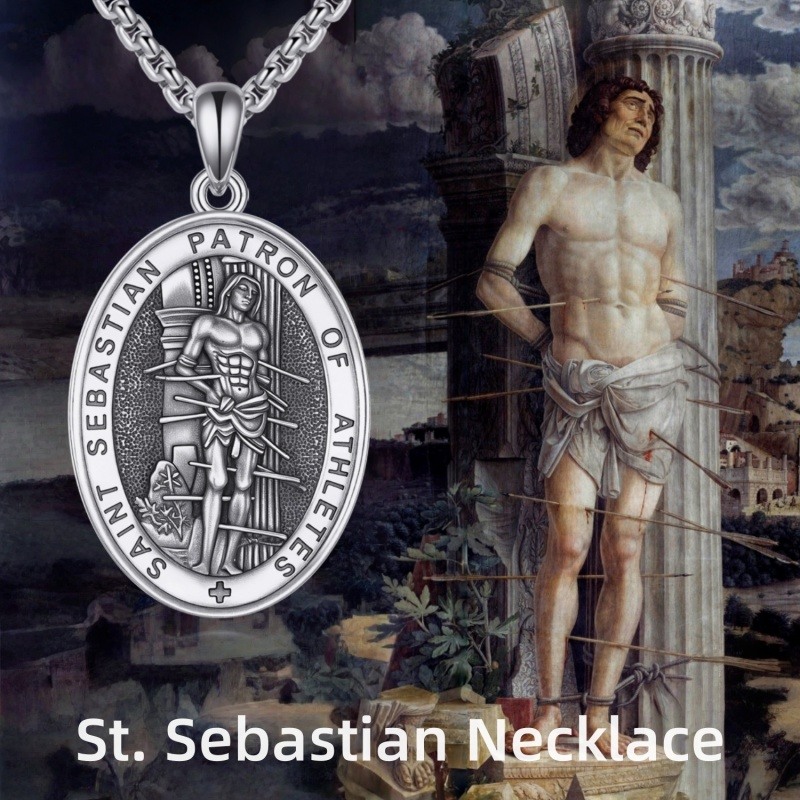 Collier pendentif San Sebastian en argent sterling pour homme-6
