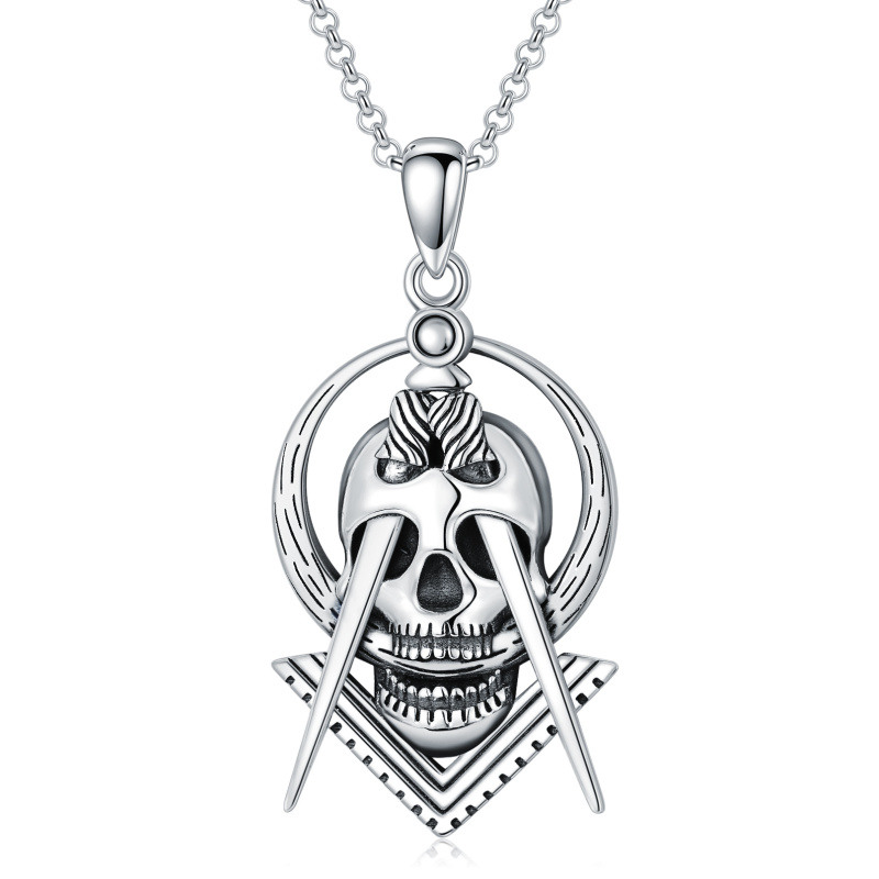 Sterling Silver Skull Pendant Necklace-9