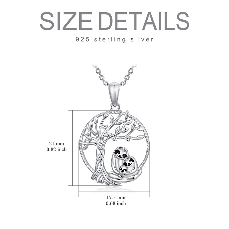 Collier en argent sterling avec pendentif paresseux et arbre de vie-5