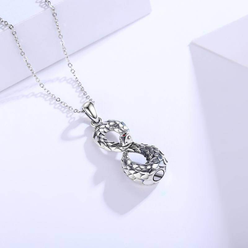 Collar de urna de serpiente de plata esterlina para cenizas-5