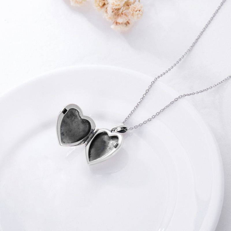 Sterling Silver Sunflower Heart Personalized Engraving Photo Locket Necklace-4