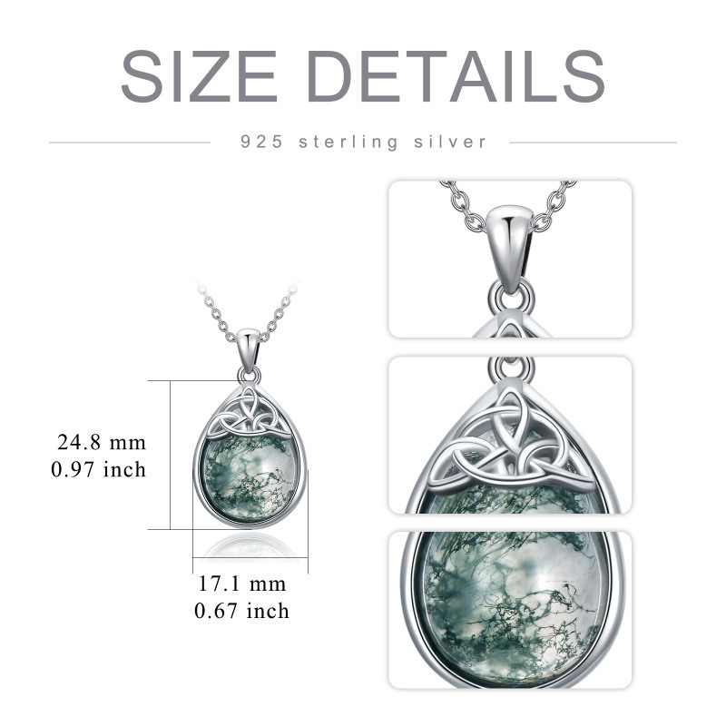 Collier en argent sterling avec pendentif nœud celtique en forme de goutte ou de poire en-3