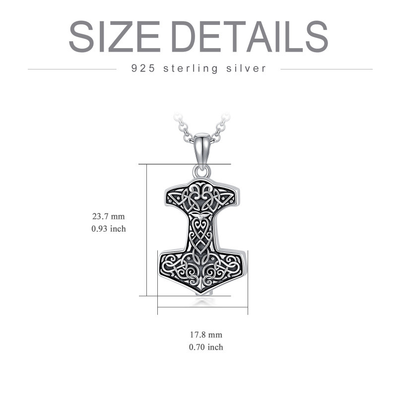Collar de urna con martillo de Thor de plata de ley para cenizas-6