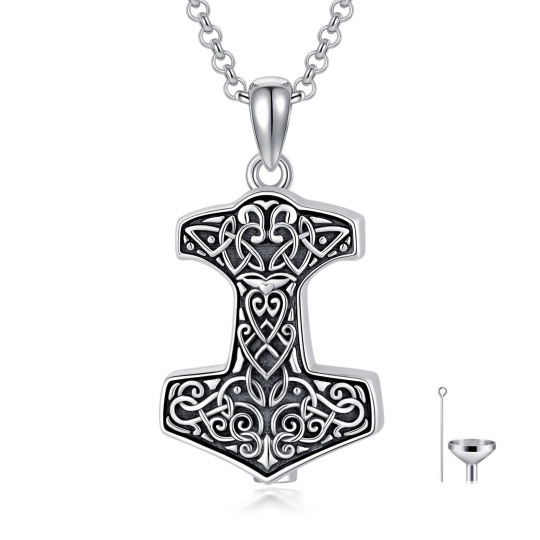 Collier d’urne de marteau de Thor en argent sterling pour cendres