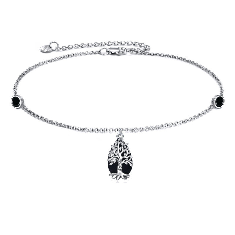 Bracelet en argent sterling avec pendentif arbre de vie en tourmaline-12