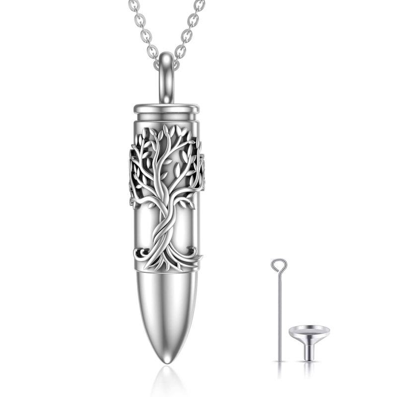 Sterling Silver Tree Of Life Bullet Shaped Urn Necklace for Ashes-12