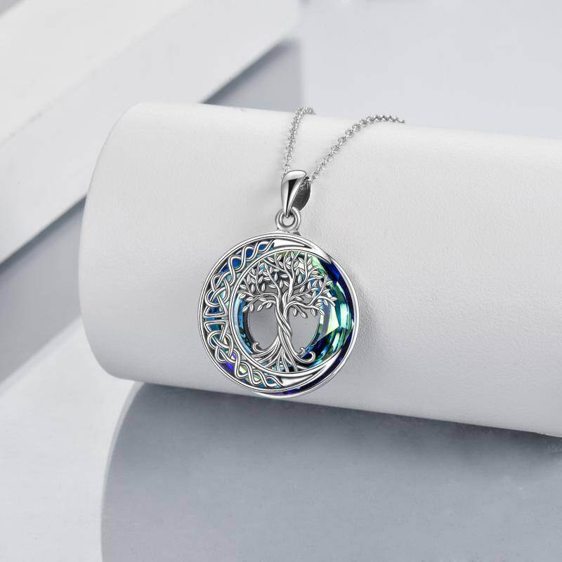 Halskette mit Anhänger aus Sterlingsilber mit keltischem Knoten und Mondkreis und Kristallen-4